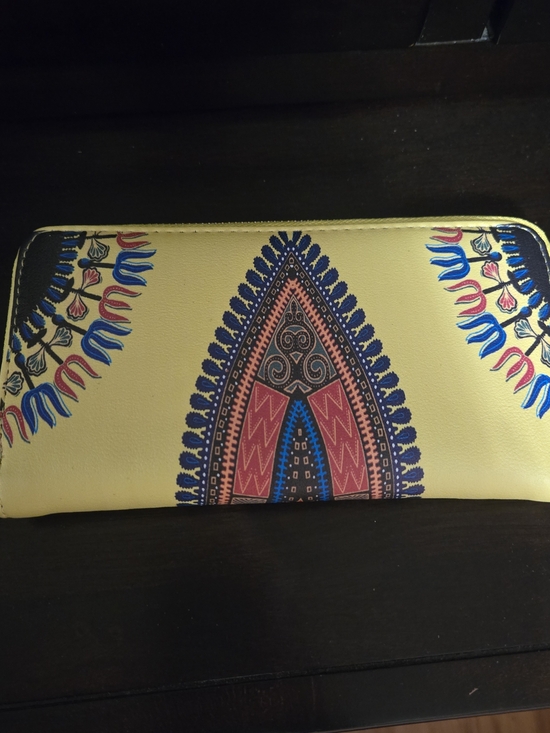 Handbags - Yellow Printed Women's Zip Wallet with Multicolor Ethnic Motif
